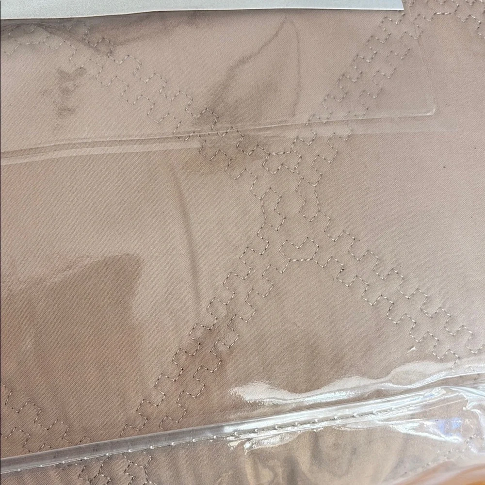 Tan Velvet Quilt Set with Textured Pattern three-piece set